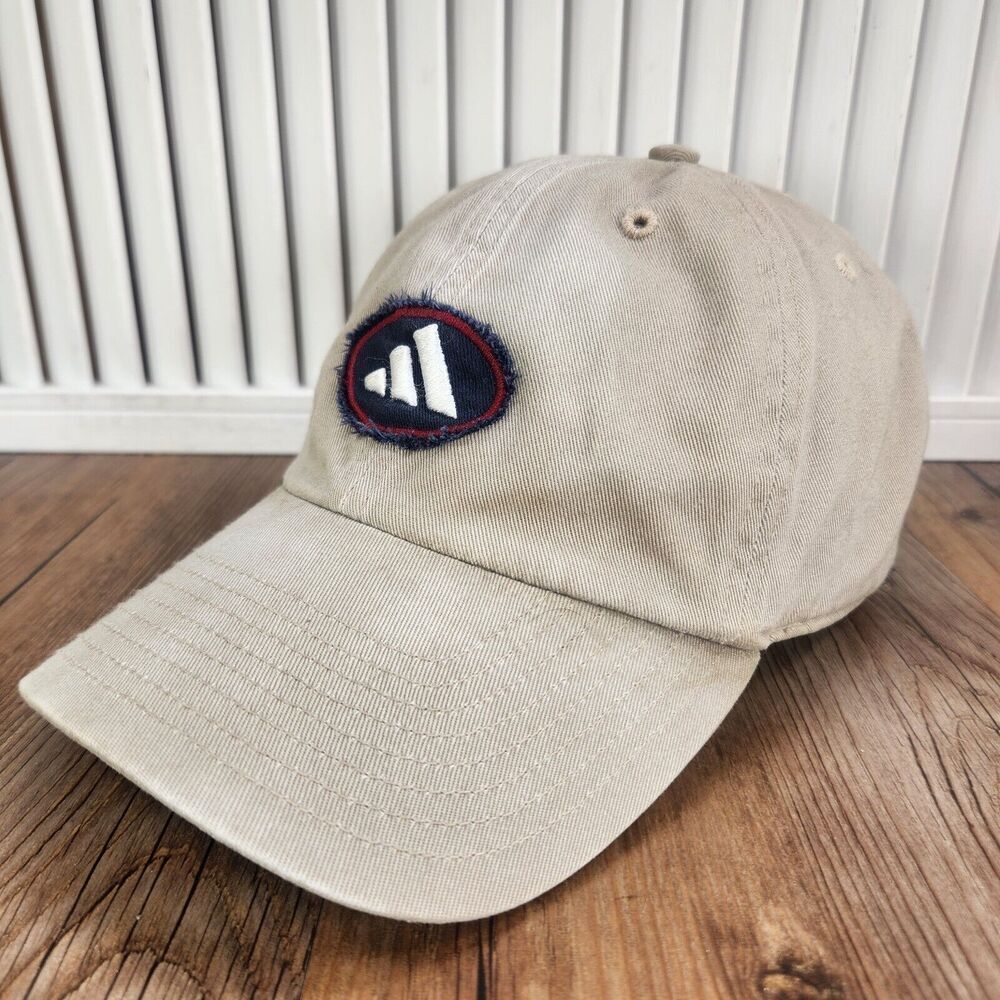 Adidas Canvas Classic Strapback Hat Cap Tan Patch Logo Casual Dad Outdoor Garden